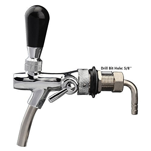 OneBom Beer Tap with Flow Control, Beer Draft Faucet Adurable, with Black Handle Lever & Liquid Ball Lock Post for Keg Home Bar - color: 2'' Adjustable Tap