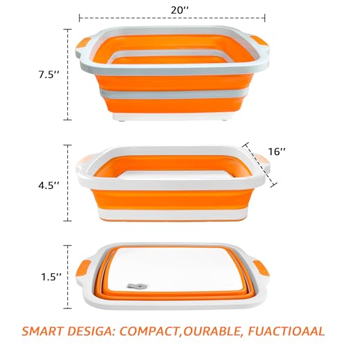 BBQ Prep Tub 16L, 3 in 1 BBQ Prep Tub Set, XL Collapsible Cutting Board Tub & Food Container with Lid, Includes 2 Meat Shredder Claws, Resting Blanket & Carry Bag, Ideal Grilling Tub for Camping