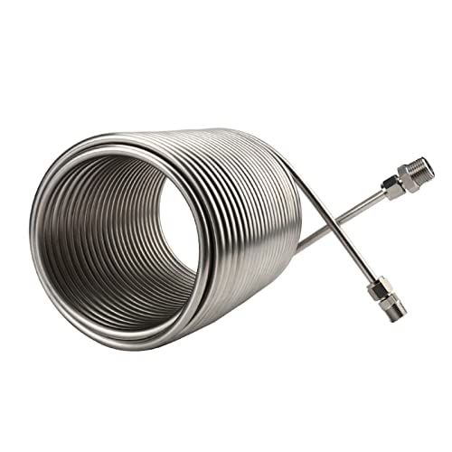 Cooling Coil Pipe, Stainless Steel Immersion Wort Chiller 1/2" & 3/8" Port & Spiral Tube Coil Homebrew Beer/Wine Heat Exchangers Coil