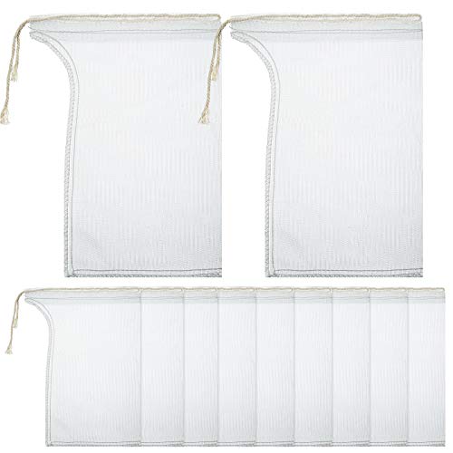 Shappy 10 Pieces Compost Tea Bag Pump Strainer Mesh Filter Bag with Drawstring 600 mm for Prevents Clogging During The Straining Process (23 x 16 cm) - size: 23 x 16 cm