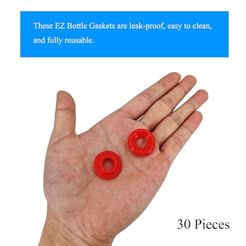 Swing Flip Top Bottle Cap Gasket Swing Top Bottle Seals Washers Beer Bottles Gasket Red Half Cover Design Silicone Rubber Reusable High Pressure 30 Pieces for Home Brew Beer Soda Bottles Sealing