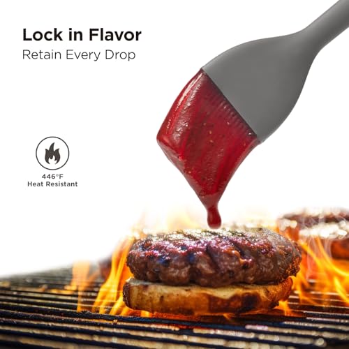 Kitchen Mama WaltzGrip Platinum Silicone Basting Pastry Brush, Metal Gray | Heat-Resistant, For Cooking, Baking, Grilling, Spreading Oil or Butter, Dishwasher-Safe - color: Metal Gray