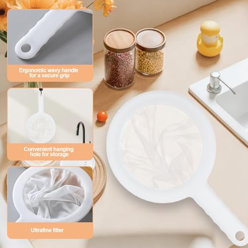 Ultra-Fine Nylon Mesh Strainer- Mini Kitchen Colander for Coffee, Milk, Yogurt, Juice - Non-Slip Handle & Hanging Hole (120/200 Mesh) - size: 120&200 Mesh