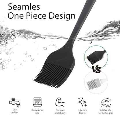 Silicone Basting Pastry Brush, Heat Resistant Cooking Brush for Oil and Sauce. BPA Free and Dishwasher Safe (2 Pcs).