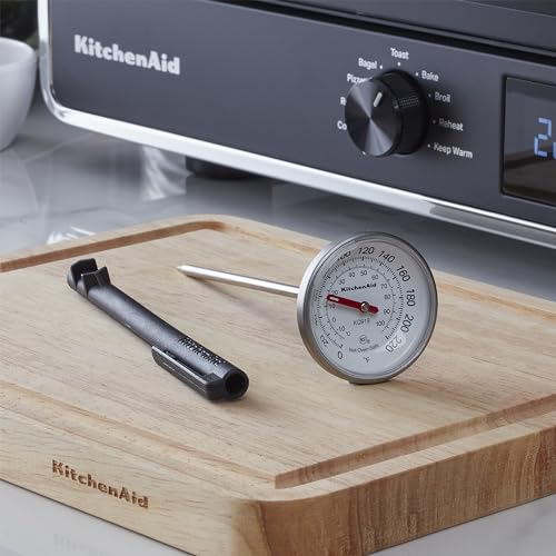 KitchenAid KQ919 Analog Instant Read Food and Meat Thermometer with 1.75-inch Dial, Recalibration Feature, Black Storage Sleeve - color: Black, size: 1.75 Inch