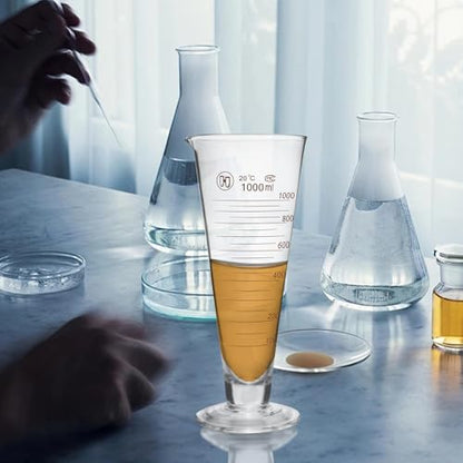 Professional Lab Graduated Measuring Cup with Spout 1000ml Wide Mouth Glass Conical Beaker Thickened Borosilicate Beaker Heat Resistant (1000ml) Transparent - size: 1000ml