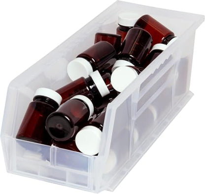 Akro-Mils 30234 AkroBins Plastic Storage Bins, Space-Saving Stackable Bins for Garage, Pantry, Craft Organization, 15" x 5" x 5", Clear, 12-Pack - color: Clear