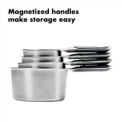 OXO Good Grips 4 Piece Stainless Steel Measuring Cups with Magnetic Snaps - size: 4 count, style: Cups