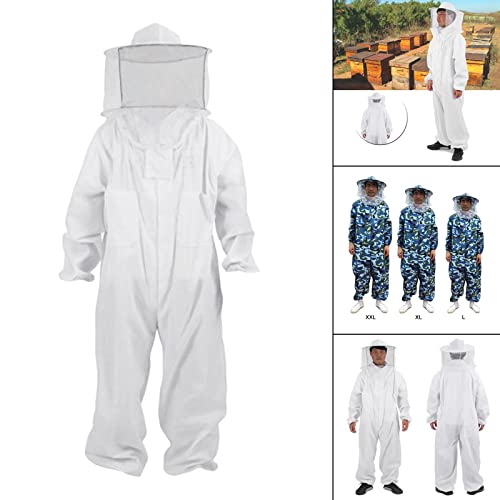 Bee Jacket,Professional Soft Beekeeping,Beekeeping Veil Protective Equipment,Full Keeper Suit with Beekeeper Hat for Men Women (White XXL) - color: White Xxl