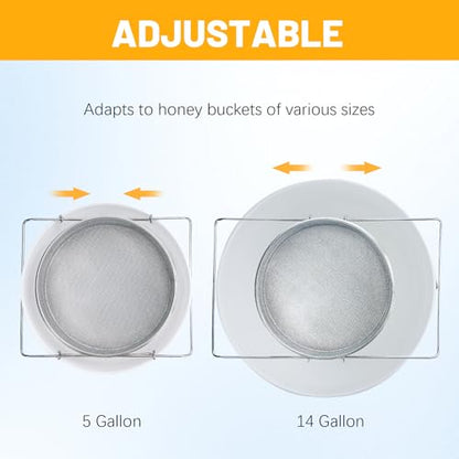 BeeTech Stainless Steel Honey Strainer Double Sieve, Beekeeping Extractor Equipment Mesh Filter for Beekeepers Honey Extraction