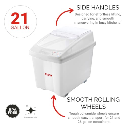 Araven Ingredient Bin, Storage Container for Large Quantity Ingredients, Use in Commercial or Home Kitchen, 21 Gallons, 1 Count, White