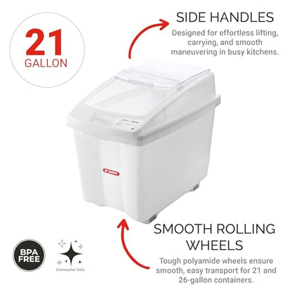 Araven Ingredient Bin, Storage Container for Large Quantity Ingredients, Use in Commercial or Home Kitchen, 21 Gallons, 1 Count, White