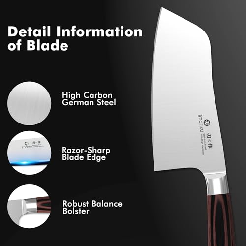imarku 7 Inch Meat Cleaver Knife,Japanese SUS440A High Carbon Stainless Steel Butcher Knife with Ergonomic Handle,Ultra Sharp Vegetable Kitchen Knife for Home - color: Coffee Brown