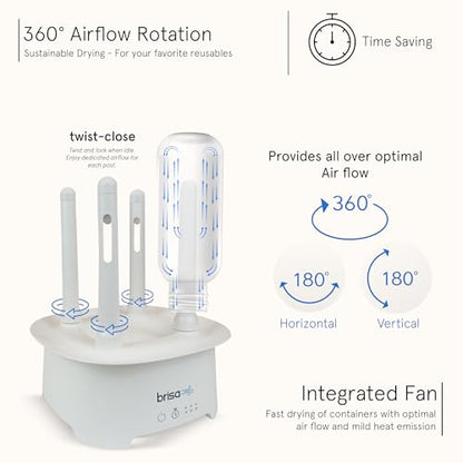 Brisa Rack: Powered Drying for reusables bottles, bags, and containers - Heated Air Drying Technology - Home Essential Drying Rack Kitchen Tool - White - color: White