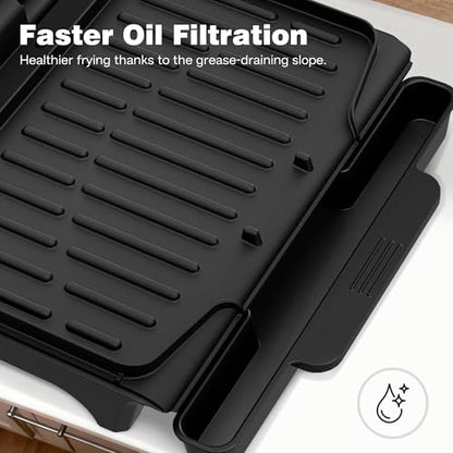 KEINVE 2-Serving Electric Grill and Panini Press, Tilted Grilling Surface for Rapid Oil Drainage, Non-Stick Coating Easy to Clean - size: 2-Serving Grill