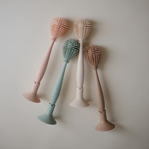 mushie Baby Bottle Brush | Soft Silicone with Suction Base (Cambridge Blue) - color: Cambridge Blue