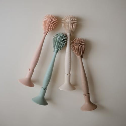 mushie Baby Bottle Brush | Soft Silicone with Suction Base (Cambridge Blue) - color: Cambridge Blue