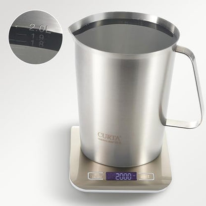 CURTA 18/8 Stainless Steel Measuring Cup with Handle and Pour Lip 64 OZ (8 Cup, 2000 ML) - color: Flat Handle, size: 64 OZ (8 Cup, 2000 ML)