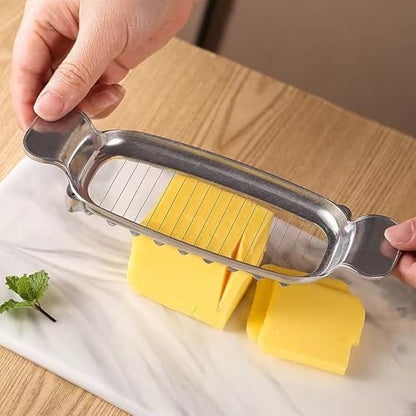 Stainless Steel Butter Cheese Slicer, Multipurpose Handheld Cutter for Block Cheese, Butter and Soft Fruits, Dishwasher Safe