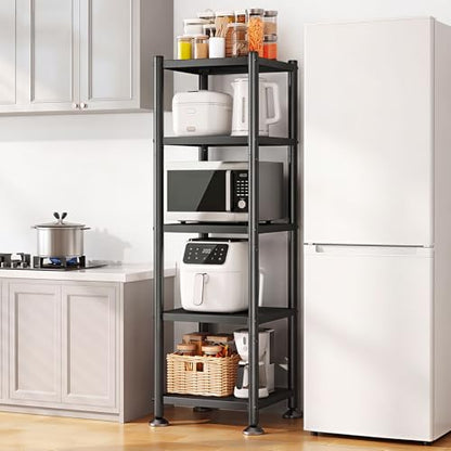 PXRACK 5-Tier Kitchen Storage Shelves, Adjustable Metal Shelves for Storage Pantry Shelves with Rolling Wheels, Storage Rack Shelving Unit Organizer for Bedroom Laundry Closet - size: 17"L x 12.4"W x 59"H