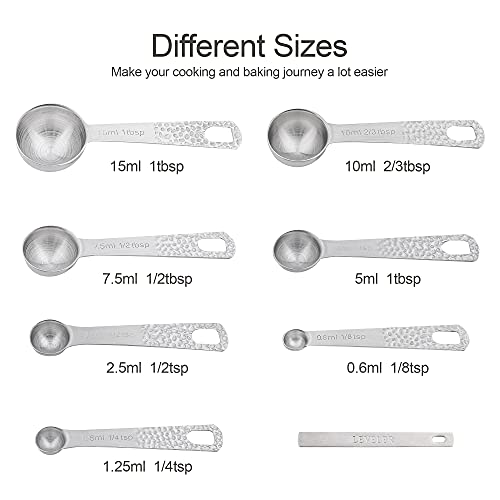 Measuring Cups and Spoons Set of 14, 18/8 Stainless Steel Measuring Cups Spoons Set, 6 Measure Cups and 7 Measure Spoons with Leveler - color: B: Siliver-cups+spoons