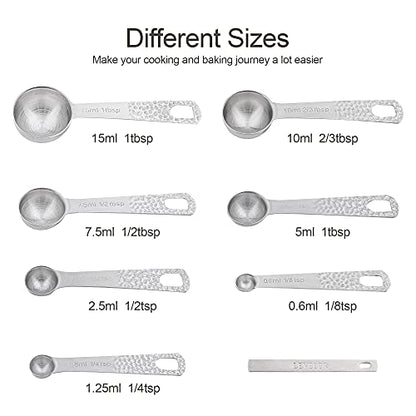Measuring Cups and Spoons Set of 14, 18/8 Stainless Steel Measuring Cups Spoons Set, 6 Measure Cups and 7 Measure Spoons with Leveler - color: B: Siliver-cups+spoons