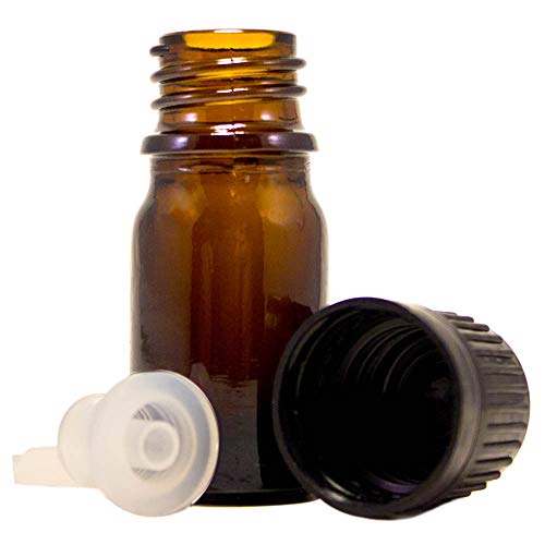 5 ml (1/6 fl oz) Amber Glass Bottle with Euro Dropper (12 Pack) - color: Amber, size: 0.17 Fl Oz (5 ml)