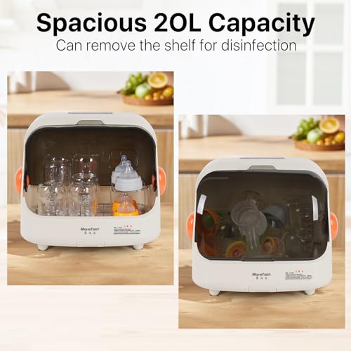 Transparent Baby Bottle Drying Rack with Cover | Double Lid, Removable Drain Tray, Dust-Proof Storage Box - color: White