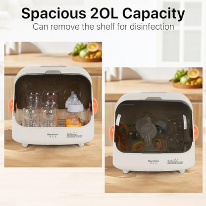 Transparent Baby Bottle Drying Rack with Cover | Double Lid, Removable Drain Tray, Dust-Proof Storage Box - color: White