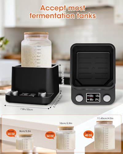 MYMULIKE Sourdough Starter Warmer - Water Bath Warming with Timer and Precise 1°F Control (70-104°F), Even Heating, Improve Fermentation Success Rate, Ideal for Yeast Cultivation & Home Baking - color: Black