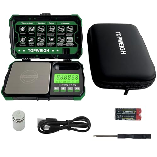 Pocket Scale, Dual Powered, Precision Gram Jewelry Scale with Zipper Case, Digital Small Coin Scale, Large Backlight Display, 500g x 0.01g, 6 Weighing Units,Cal Weight, USB Cable Included - color: Green