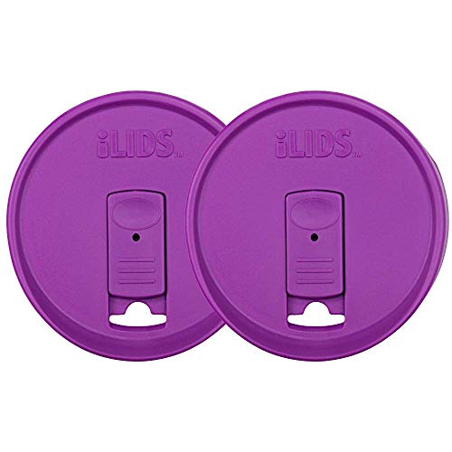 Wide-Mouth Mason Jar Drink Lid - USA Made, BPA-Free, Spill-Resistant for Coffee, Cold Brew & Iced Tea - Fits 3 3/8 in Ball & Kerr Wide Mouth - Pack of 2 - color: Mulberry