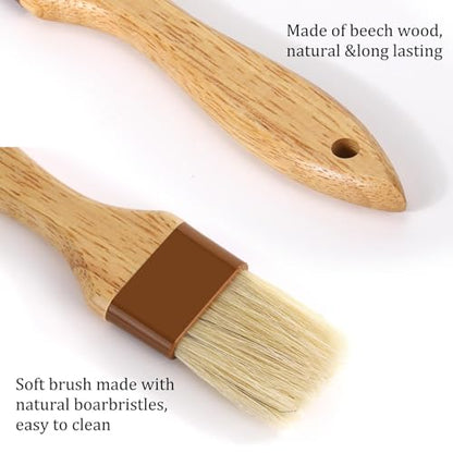 6Pcs Pastry Brushes, Natural Bristle Basting Brush for Cooking Food