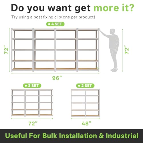 Durstruct 5 Tier 36" W×16" D×72" H White Shelving Unit Adjustable Metal Storage Utility Rack Heavy Duty Shelves Organization Multipurpose Shelf Kitchen Garage Pantry Closet Bathroom - size: 36" W x 16" D x 72" H