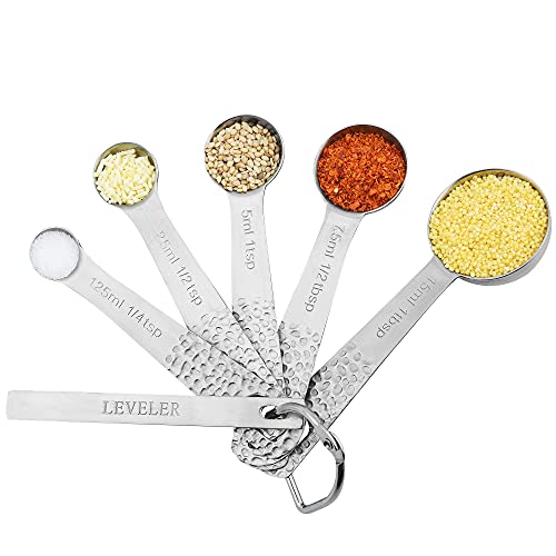 Measuring Cups and Spoons Set, 10 Piece Measuring Cup Set, 18/8 Stainless Steel Measuring Cups Spoons & Leveler, Baking Measure Cups, Kitchen Measurement Cups, Kitchen Gadgets for Cooking - color: Siliver