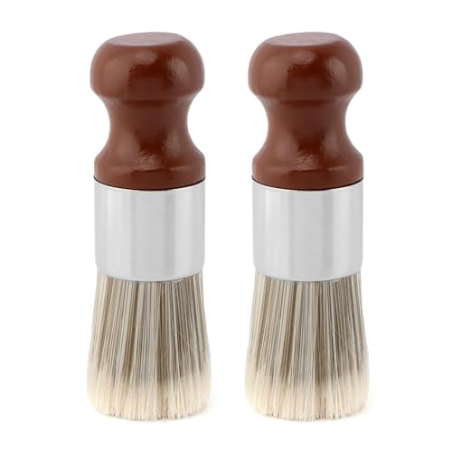 Bibabala Salve Brush for Furniture,2Pcs Wood Furniture Brush with Comfortable Handle,Leather Cleaning Brushes with Soft Nylon & PET Bristles,Salve Wax Brushing Tool for Home Leather,Brown