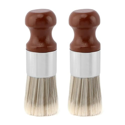 Bibabala Salve Brush for Furniture,2Pcs Wood Furniture Brush with Comfortable Handle,Leather Cleaning Brushes with Soft Nylon & PET Bristles,Salve Wax Brushing Tool for Home Leather,Brown