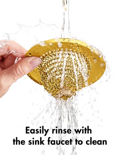 Wokdada Gold Sink Strainer, Reversible Mesh Sink Strainer with 304 Stainless Steel, Revolutionary Anti-Rust Kitchen Sink Drain Strainer Food Catcher for Garbage Disposal Without Clogging - color: Yellow
