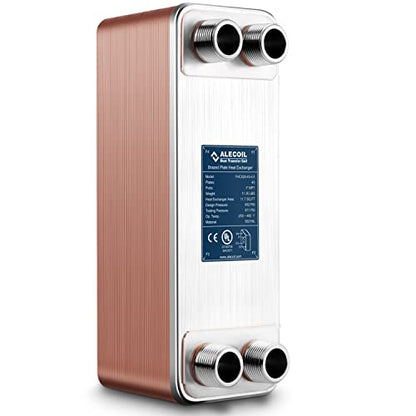 ALECOIL 4"x12"-40 Plates Heat Exchanger with 1" MPT Port Water to Water 316L Stainless Steel Brazed Plate Heat Exchanger for Water Heating, Floor Heating, Industrial and Commercial Refrigeration - size: 4"X12"-40P