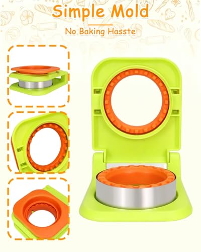 CHICHAUS Uncrustable Sandwich Maker,Sandwiches Pocket Circle Shape 3.7Inch Sandwich Cutter and Sealer,Sandwich Cutter for Kids Breakfast and lunchboxes (Green/Orange) - color: Green/Orange