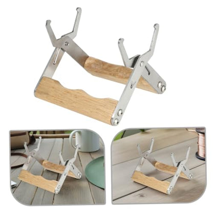 HOMSFOU 4pcs Stainless Steel Beehive Frame Holder Gripper Tools with Wooden Handle for Beekeeping Hive Frame Lifting and Inspection Equipment