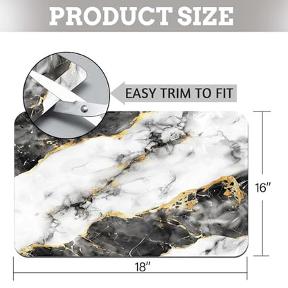 MCALK Marble Black Dish Drying Mat for Kitchen Counter, Luxurious Marble Texture Dish Drying Pad with Anti-Slip Rubber Base, Absorbent Kitchen Sink Mat with Modern Art Decor (1 pc 18" x 16") - size: 18" x 16"