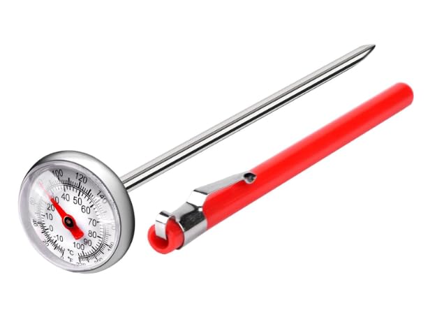 Silver Meat Thermometer for Grilling, Food Thermometer for Cooking, Milk, Kitchen Instant Read Thermometer, Pocket Thermometers Food Temperature Probe, Thermometers and Timers