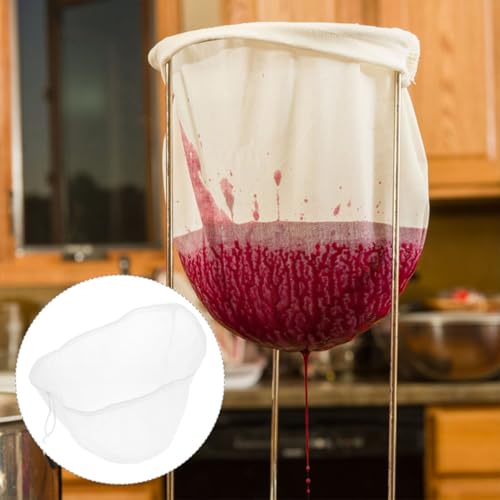 Reusable Fine Mesh Food Strainer Bags 2pcs Detachable Filter Pouches for Soybean Milk Juice Brewing and Kitchen Food Draining, Small 37cm Drawstring Straining Bags for Home Cooking
