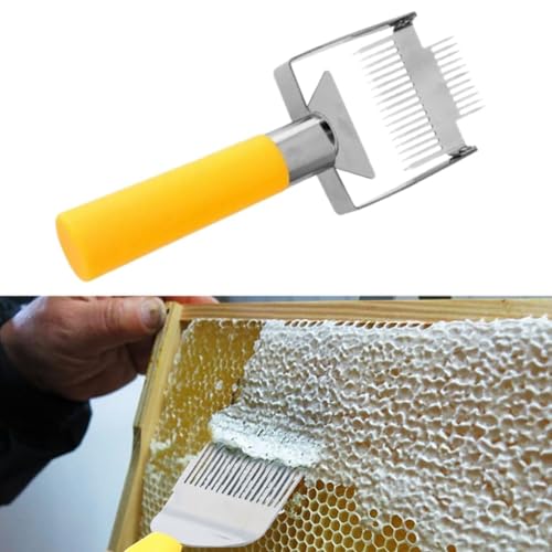 Beekeeping Uncapping Fork with Handle Honeycomb Scraper Tool Stainless Steel Tines 9.06 Inch for Honey Harvesting