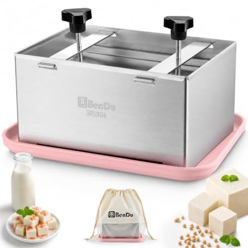 Tofu Press Stainless Steel, Paneer Maker with Tofu Press Cloth and Drip Tray, Improves Tofu Flavor and Texture, for Homemade Tofu, Paneer Press and Cheese Press-Plus Size - color: Stainless Steel Plus