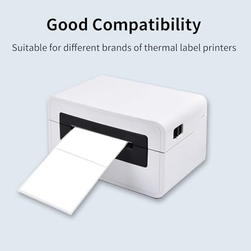 Square Thermal Labels Printer Stickers- 3" x 3", White Self-Adhesive Square Direct Thermal Labels Stickers, Waterproof/Perforation Line Design- 200 Sheets - color: White, size: Square 3'' X 3''