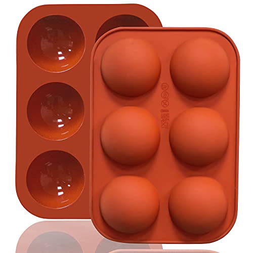Lerykin 6 Holes Medium Semi Sphere Silicone Molds, 2 Packs Half Sphere Silicone Baking Molds for Making Chocolate, Cake, Jelly, Dome Mousse - color: 6 Medium ( 2 Pack )