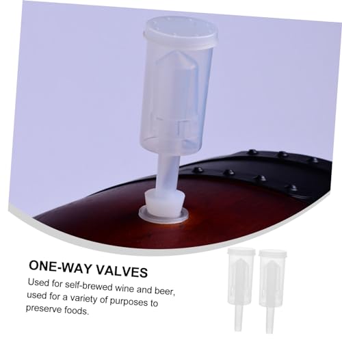 2pcs Three Piece One Way Valves for Wine Preservation Odorless Plastic Stoppers with Air Locks for Home Brewing and Restaurant Use