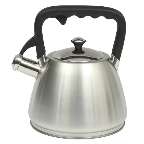 Mr. Coffee Armidale 2.5QT Whistling Tea Kettle, Large Brushed Stainless Steel Kettle for Stovetop, Durable Fast-Boil Tea Pot - color: Brushed Satin (Armidale), size: 2.6 Quarts